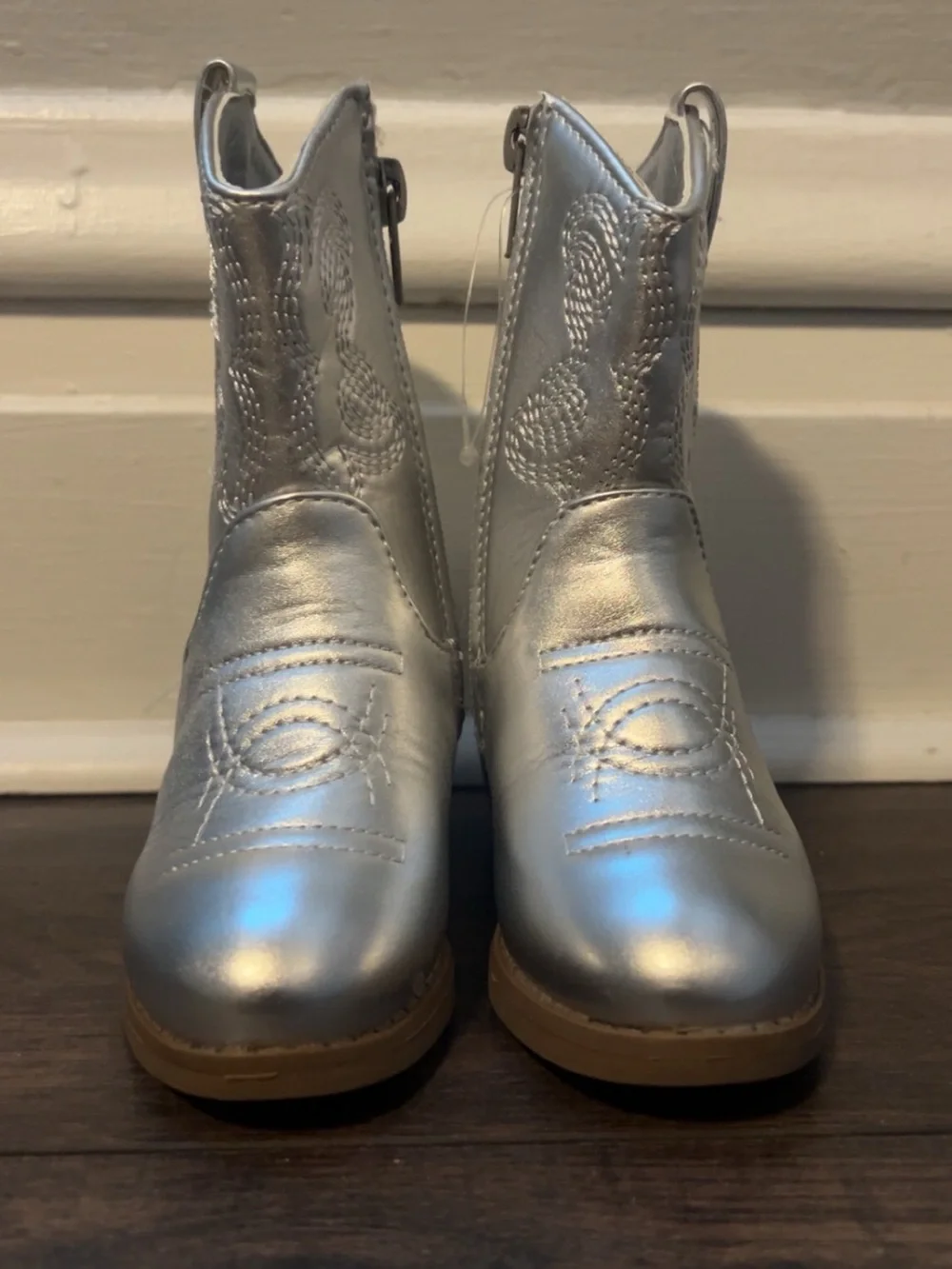 Silver Girls' Western Boots - Metallic Finish